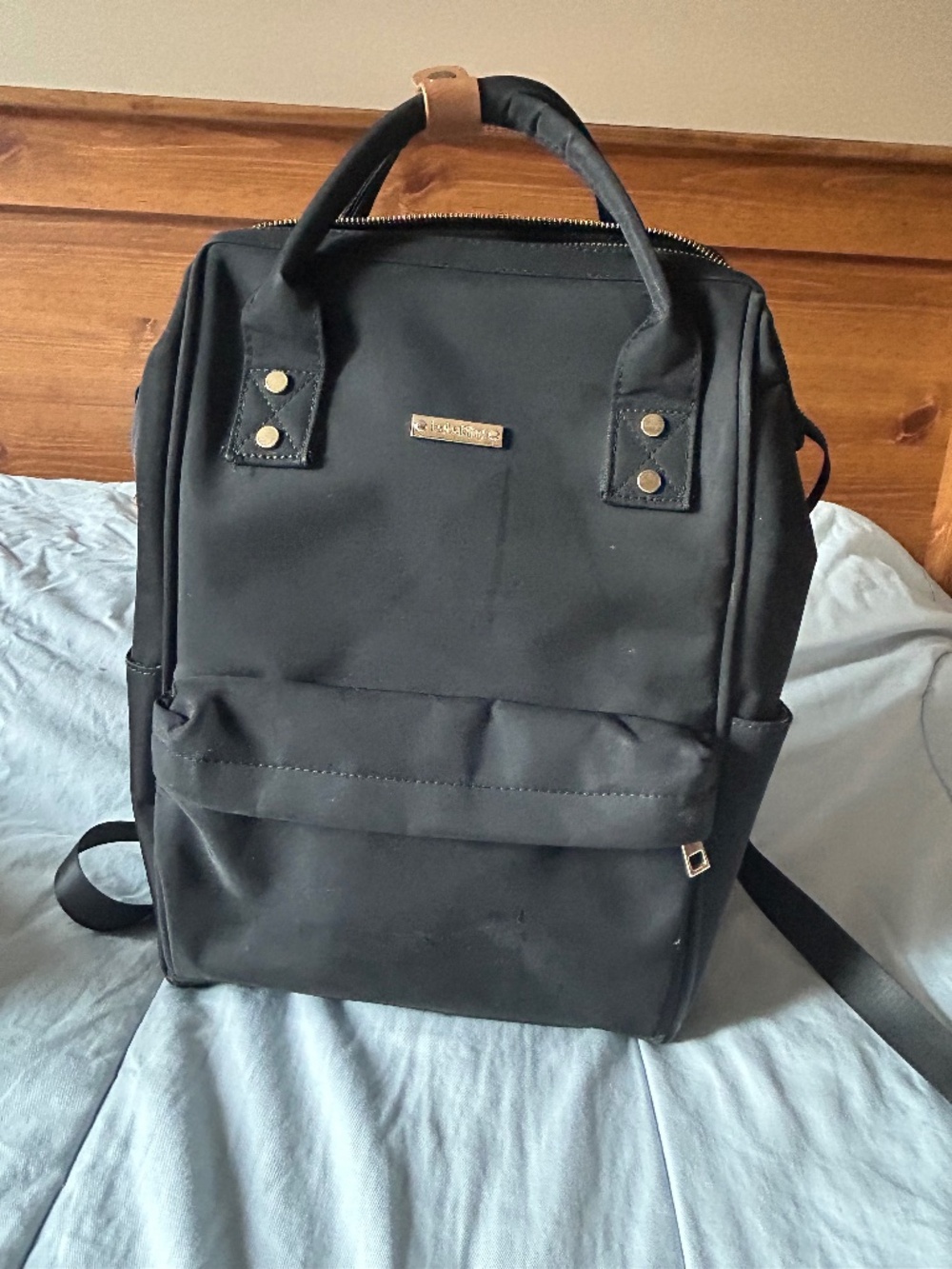 Bababing Diaper Bag | Black | with Bottle Sleeve and Change Pad